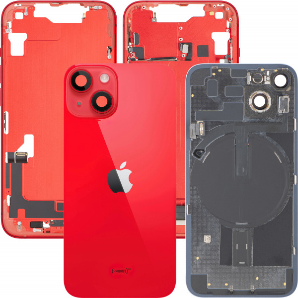 Capac Baterie Apple iPhone 14, Cu Carcasa Mijloc, Full Parts, Rosu, Swap Premium