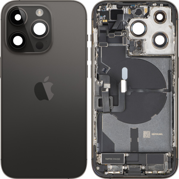 Capac Baterie Apple iPhone 14 Pro, Cu Carcasa Mijloc, Full Parts, Negru (Space Black), Swap Premium