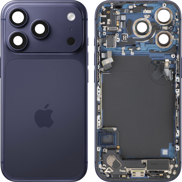 Capac Baterie Apple iPhone 17 Pro, Cu Carcasa Mijloc, Full Parts, Bleumarin (Deep Blue), Swap Premium
