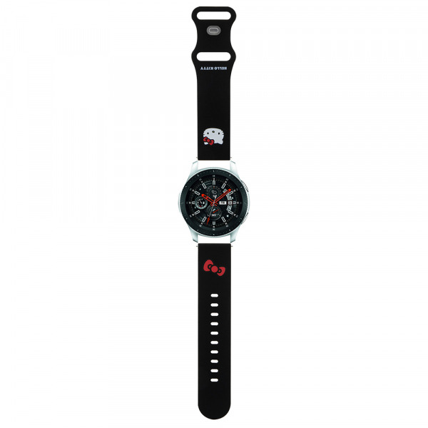 Curea Hello Kitty Silicone Kitty Head pentru Samsung Galaxy Watch / Huawei Watch 46mm / 45mm / 41mm Series, Neagra