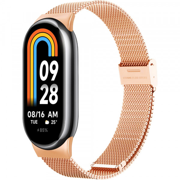 Curea Techsuit W022 pentru Xiaomi Smart Band 9 / 8, 15mm, Roz Aurie
