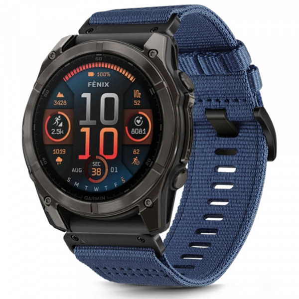 Curea Techsuit W070 pentru Garmin Watch Fenix / Forerunner / Approach Series, 22mm, Bleumarin