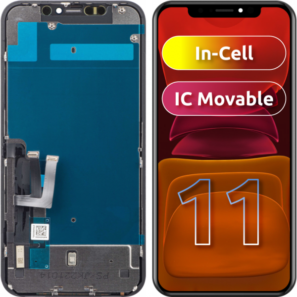 Display cu Touchscreen JK pentru Apple iPhone 11, cu Rama, Versiune LCD In-Cell IC Movable, Negru