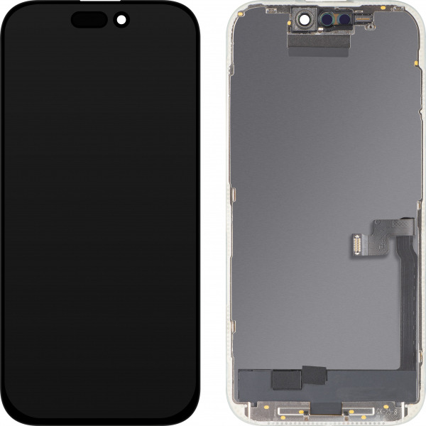 Display cu Touchscreen MP compatibil cu Apple iPhone 16 Pro, cu Rama, Versiune OLED FHD Diagnostic, Negru