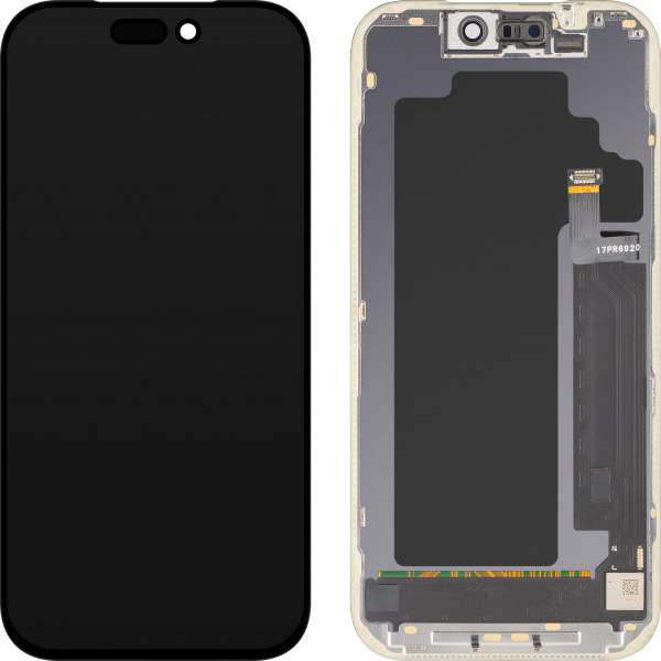 Display cu Touchscreen MP compatibil cu Apple iPhone 17 Pro, cu Rama, Versiune OLED FHD IC Movable, Negru