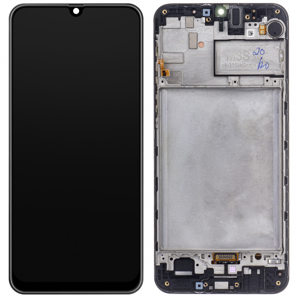 Display cu Touchscreen Samsung Galaxy M21 M215 / M30s M307, cu Rama, Negru, Service Pack GH82-21265A