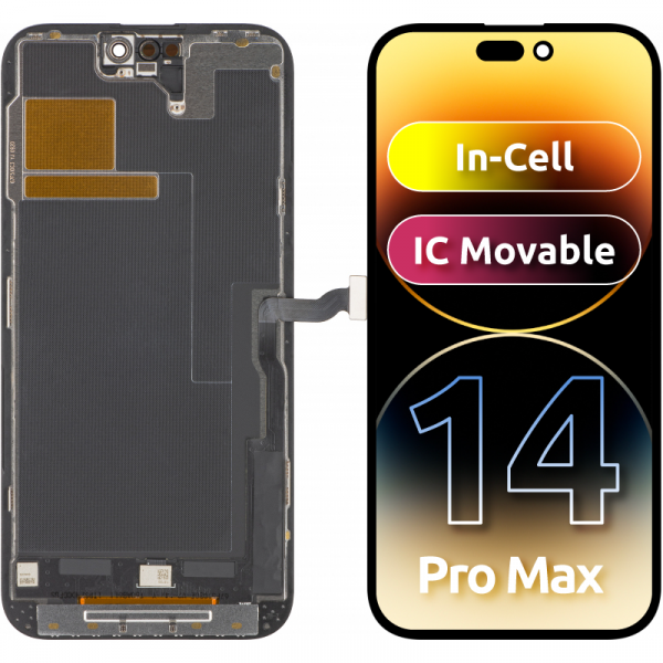 Display cu Touchscreen ZY pentru Apple iPhone 14 Pro Max, cu Rama, Versiune LCD In-Cell IC Movable, Negru