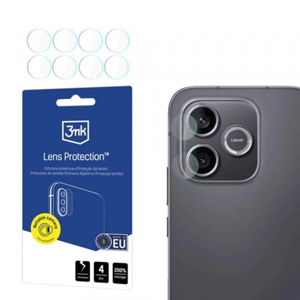 Folie de protectie Camera Spate 3MK Protection pentru Honor 600 Lite, Sticla Securizata, Set 4 bucati, Transparenta