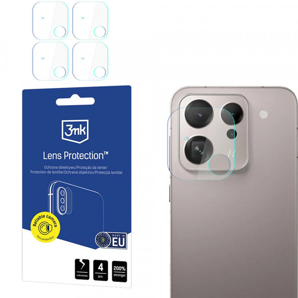 Folie de protectie Camera Spate 3MK Protection pentru Oppo Find X9, Sticla Securizata, Set 4 bucati, Transparenta