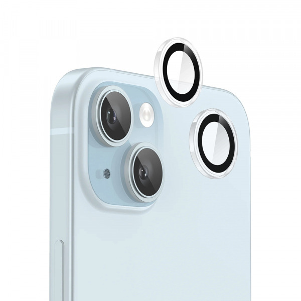 Folie de protectie Camera Spate Blueo Metal Frame pentru Apple iPhone 15 Plus / 15, Sticla Securizata, Transparenta