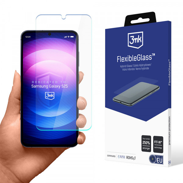 Folie de protectie Ecran 3MK FlexibleGlass pentru Samsung Galaxy S25 S931, Sticla Flexibila, Full Glue