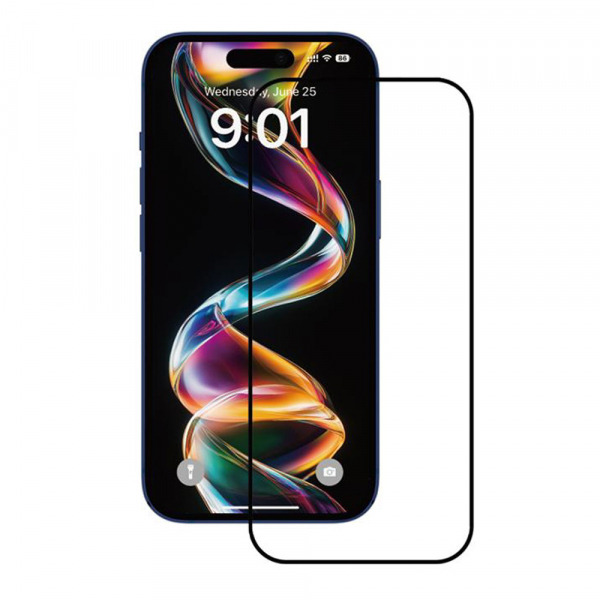 Folie de protectie Ecran Anank 1X Reinforced pentru Apple iPhone 16, Sticla Securizata, Full Glue, 2.5D, Neagra