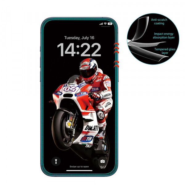 Folie de protectie Ecran Anank 5X Reinforced Anti Crack pentru Apple iPhone 17 Pro Max, Sticla Securizata, Full Glue, 3D, Neagra