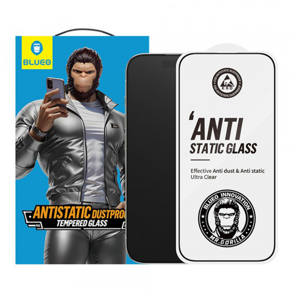 Folie de protectie Ecran Blueo Anti-Static HD pentru Apple iPhone 17 Air, Sticla Securizata, Full Glue, Neagra