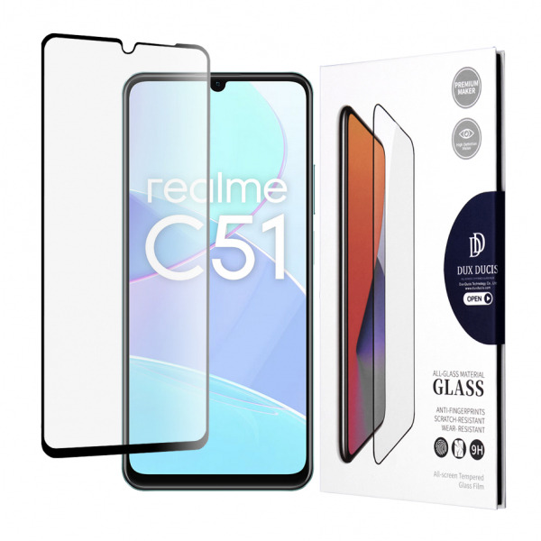 Folie de protectie Ecran DUX DUCIS pentru Realme Note 50 / C51, Sticla Securizata, Edge Glue, Neagra
