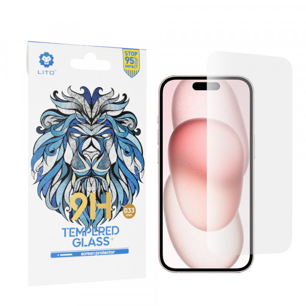 Folie de protectie Ecran Lito Classic pentru Apple iPhone 15, Sticla Securizata, Full Glue, 2.5D