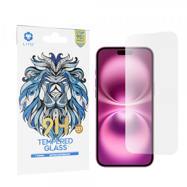 Folie de protectie Ecran Lito Classic pentru Apple iPhone 16 Plus, Sticla Securizata, Full Glue, 2.5D