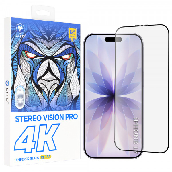 Folie de protectie Ecran Lito D+ Max 4K pentru Apple iPhone 17 / 16 Pro, Sticla Securizata, Full Glue, Neagra