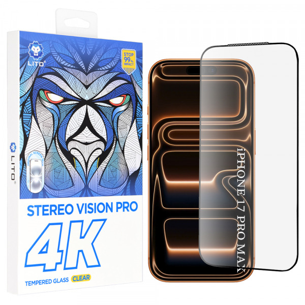 Folie de protectie Ecran Lito D+ Max 4K pentru Apple iPhone 18 Pro Max / 17 Pro Max, Sticla Securizata, Full Glue, Neagra