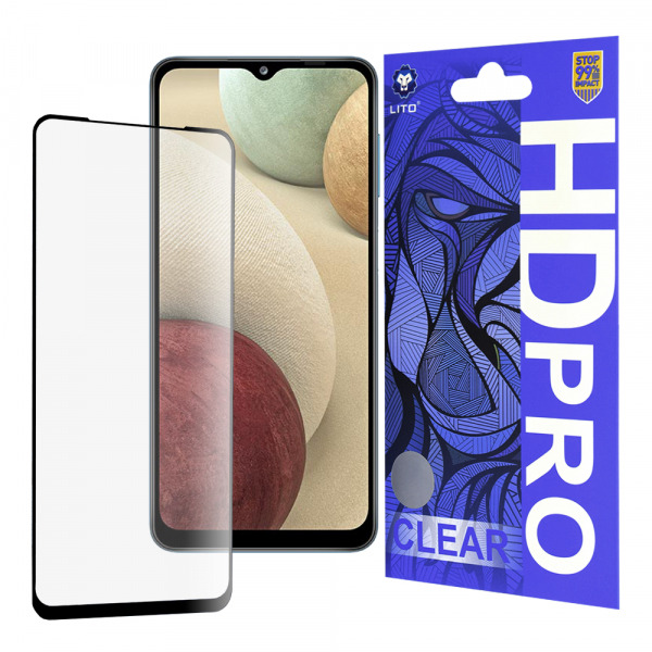 Folie de protectie Ecran Lito HD Pro Clear pentru Samsung Galaxy F12 F127 / A12 Nacho A127 / M02 M022, Sticla Securizata, Full Glue, Neagra