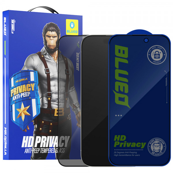 Folie de protectie Ecran Privacy Blueo Anti-Peep pentru Apple iPhone 16 Pro Max, Sticla Securizata, Full Glue