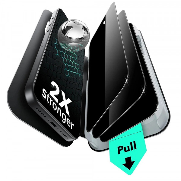 Folie de protectie Ecran Privacy ESR UltraFit pentru Apple iPhone 18 Pro / 17 Pro, Sticla Securizata, Full Glue, Set 3 bucati