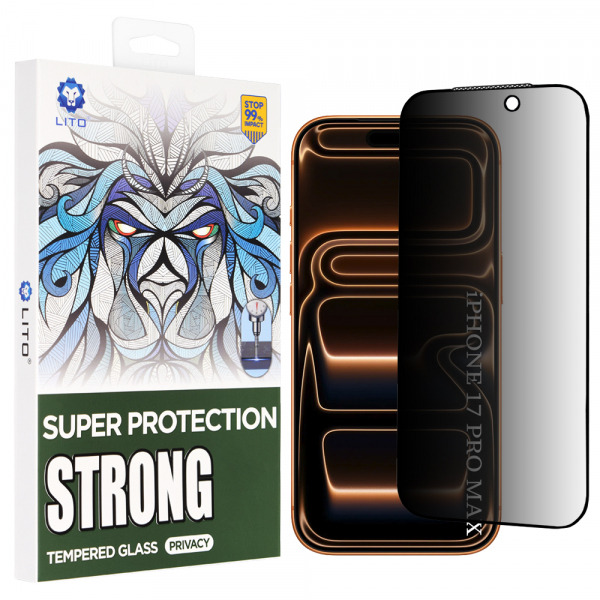 Folie de protectie Ecran Privacy Lito D+ Max Strong pentru Apple 17 Pro Max, Sticla Securizata, Full Glue