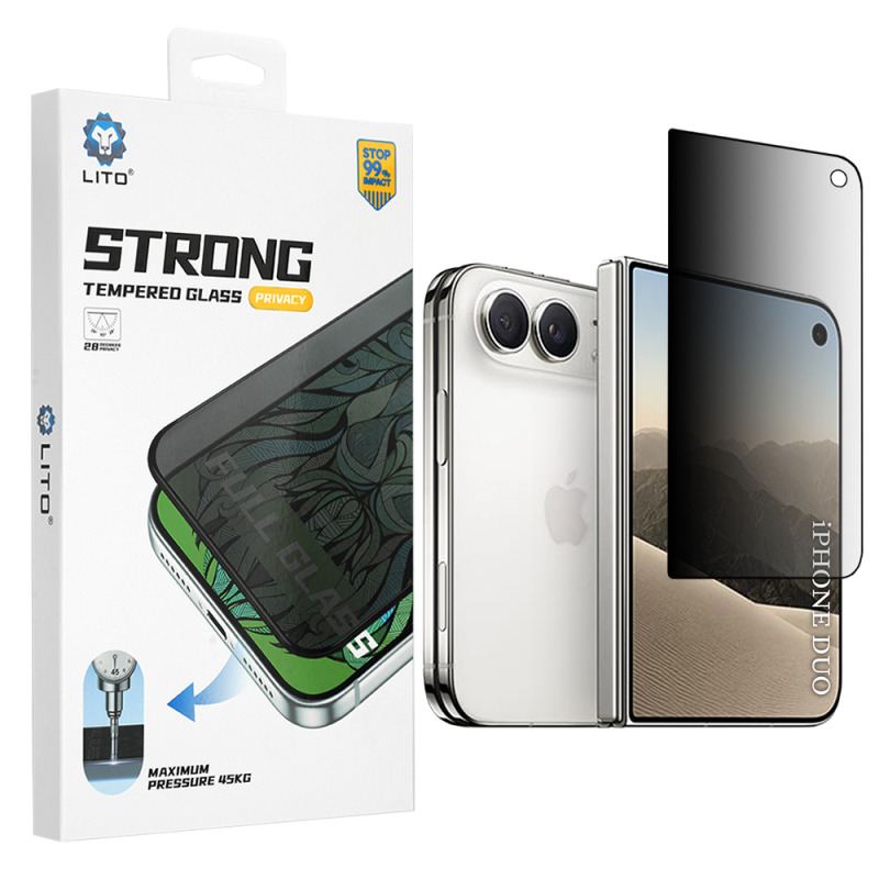 Folie de protectie Ecran Exterior Privacy Lito D+ Max Strong pentru Apple iPhone Duo, Sticla Securizata, Full Glue