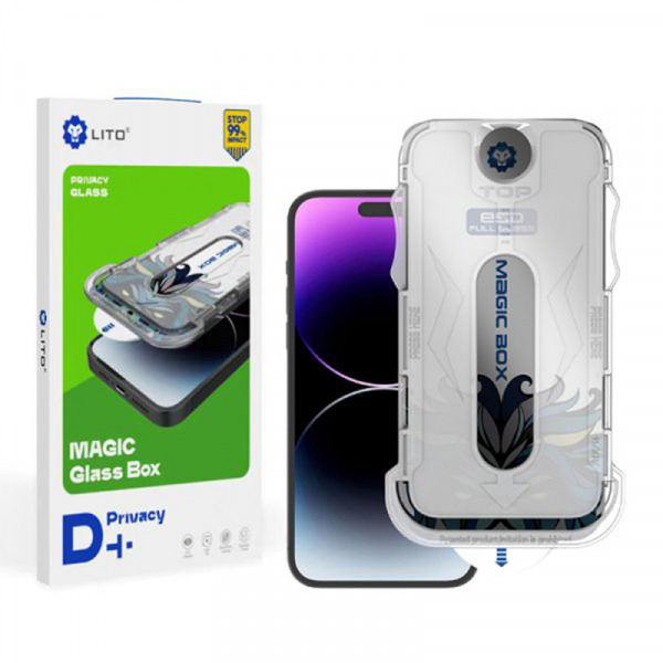 Folie de protectie Ecran Privacy Lito Magic Glass Box D+ Tools pentru Apple iPhone 16 Pro, Sticla Securizata, Full Glue