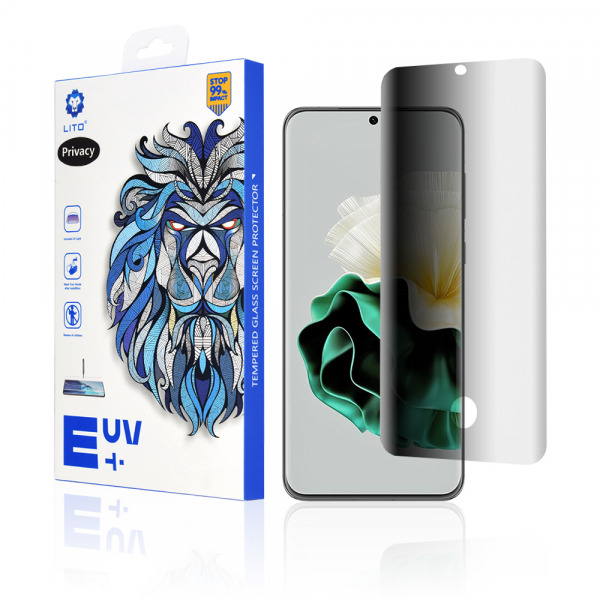 Folie de protectie Ecran Privacy Lito pentru Huawei P60 / P60 Pro, Sticla Securizata, UV Glue, 3D