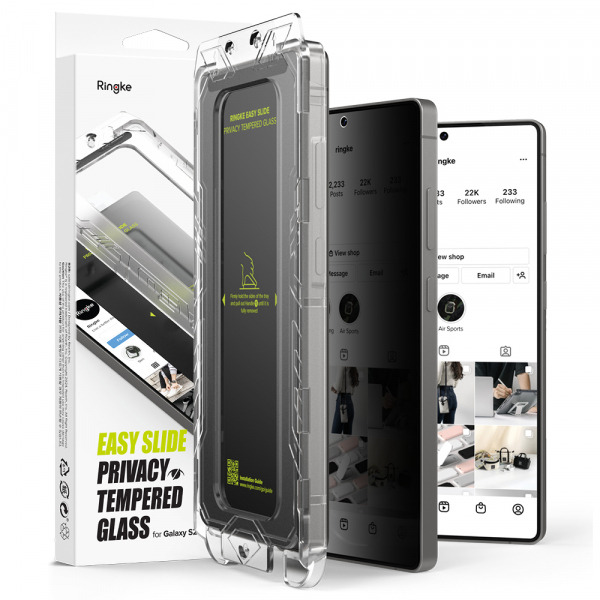 Folie de protectie Ecran Privacy Ringke Easy Slide pentru Samsung Galaxy S25 Ultra S938, Sticla Securizata, Full Glue, Set 2 bucati