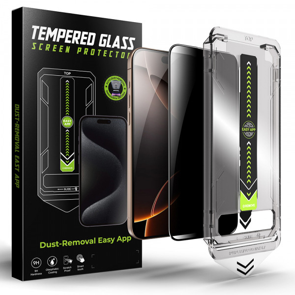 Folie de protectie Ecran Privacy Techsuit TitanGlass pentru Apple iPhone 17 / 16 Pro, Sticla Securizata, Full Glue