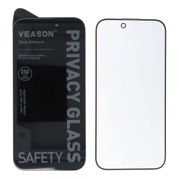 Folie de protectie Ecran Privacy Veason pentru Apple iPhone 16, Sticla Securizata, Full Glue, 6D