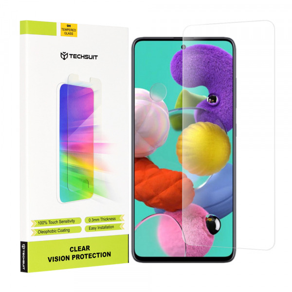Folie de protectie Ecran Techsuit Clear Vision pentru Samsung Galaxy A51 5G A516 / A51 A515, Sticla Securizata, Full Glue