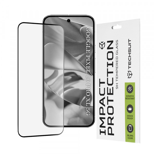 Folie de protectie Ecran Techsuit pentru Google Pixel 10 Pro XL, Sticla Securizata, Full Glue, 111D, Neagra
