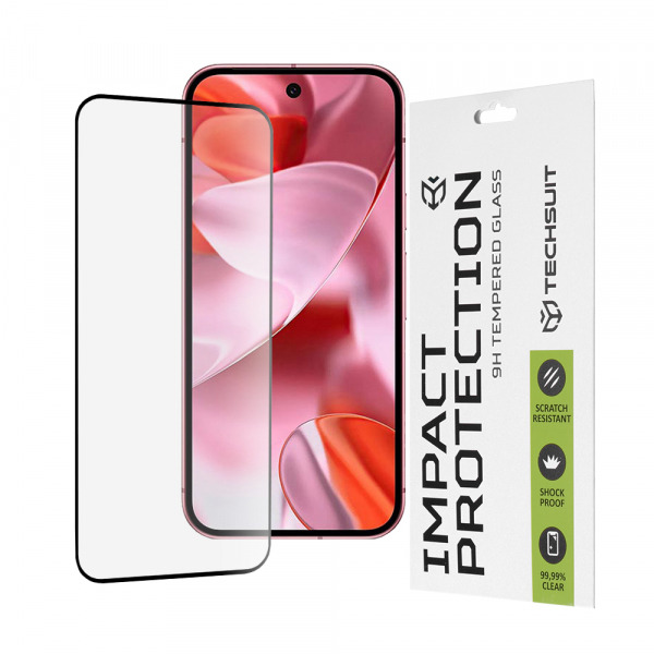 Folie de protectie Ecran Techsuit pentru Google Pixel 9 / 9 Pro, Sticla Securizata, Full Glue, 111D, Neagra