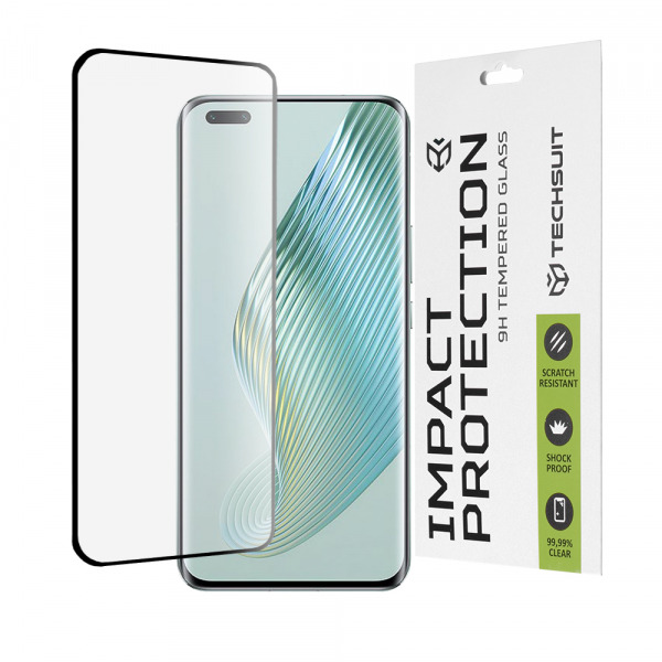 Folie de protectie Ecran Techsuit pentru Honor Magic5 Pro, Sticla Securizata, Full Glue, 111D, Neagra