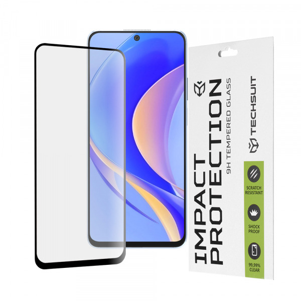 Folie de protectie Ecran Techsuit pentru Huawei nova Y90, Sticla Securizata, Full Glue, 111D, Neagra