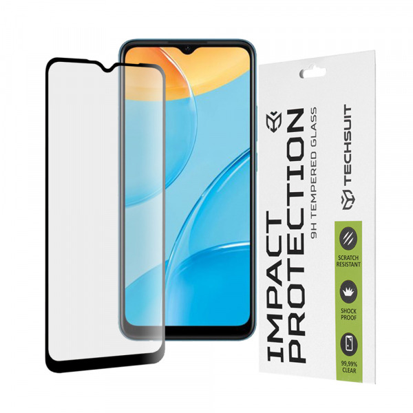 Folie de protectie Ecran Techsuit pentru Oppo A16s / A54s / A16 / A15s / A15, Sticla Securizata, Full Glue, 111D, Neagra