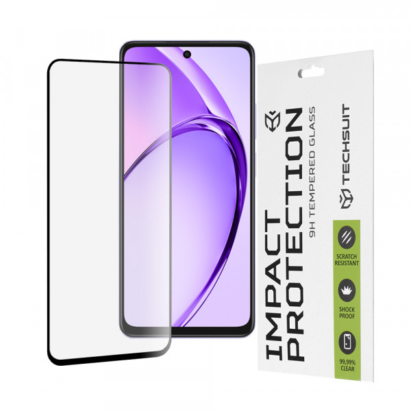Folie de protectie Ecran Techsuit pentru Oppo A3 4G / A3 5G, Sticla Securizata, Full Glue, 111D, Neagra