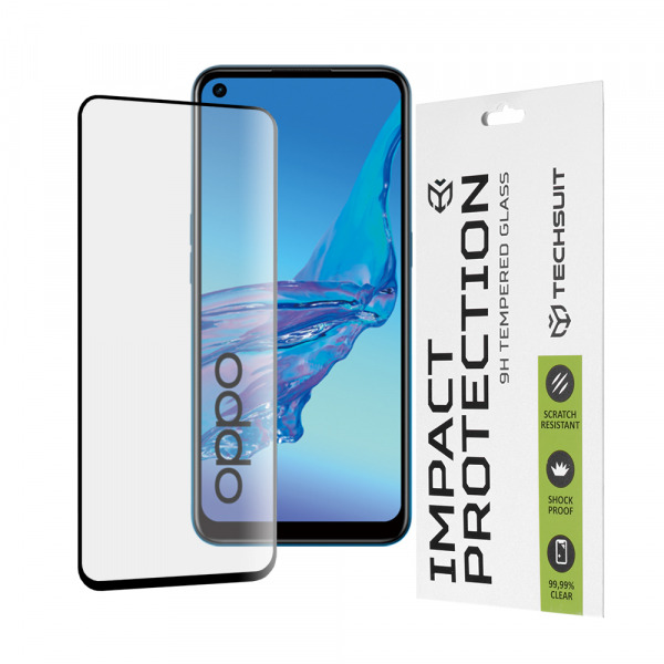 Folie de protectie Ecran Techsuit pentru Oppo A53s / A53 4G, Sticla Securizata, Full Glue, 111D, Neagra