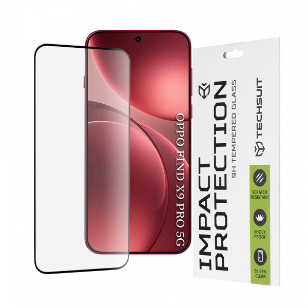 Folie de protectie Ecran Techsuit pentru Oppo Find X9 Pro, Sticla Securizata, Full Glue, 111D, Neagra
