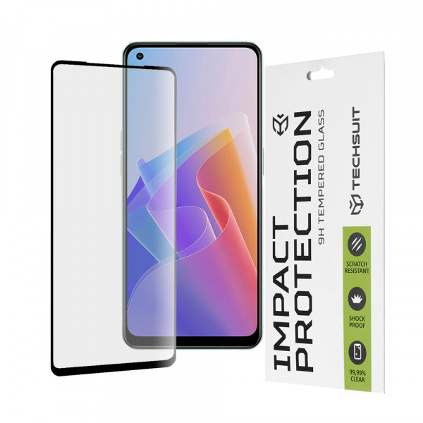 Folie de protectie Ecran Techsuit pentru Oppo Reno8 Lite / Reno7 / Reno7 Lite / Oneplus Nord N20 5G, Sticla Securizata, Full Glue, 111D, Neagra