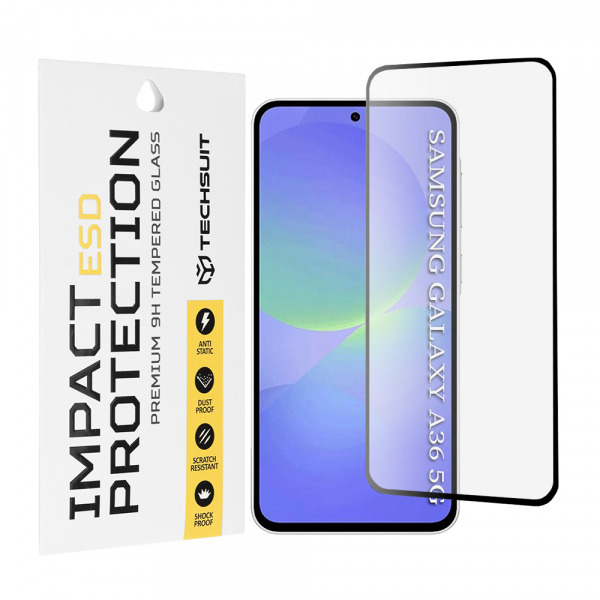 Folie de protectie Ecran Techsuit pentru Samsung Galaxy A56 A566 / A36 A366, Sticla Securizata, Full Glue, Neagra