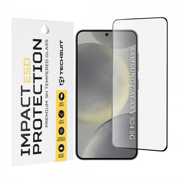 Folie de protectie Ecran Techsuit pentru Samsung Galaxy S24 S921, Sticla Securizata, Full Glue, Neagra