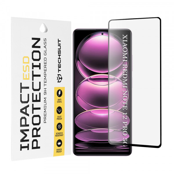Folie de protectie Ecran Techsuit pentru Xiaomi Poco X5 Pro / Redmi Note 12 Pro 5G / Note 12 Pro+, Sticla Securizata, Full Glue, Neagra