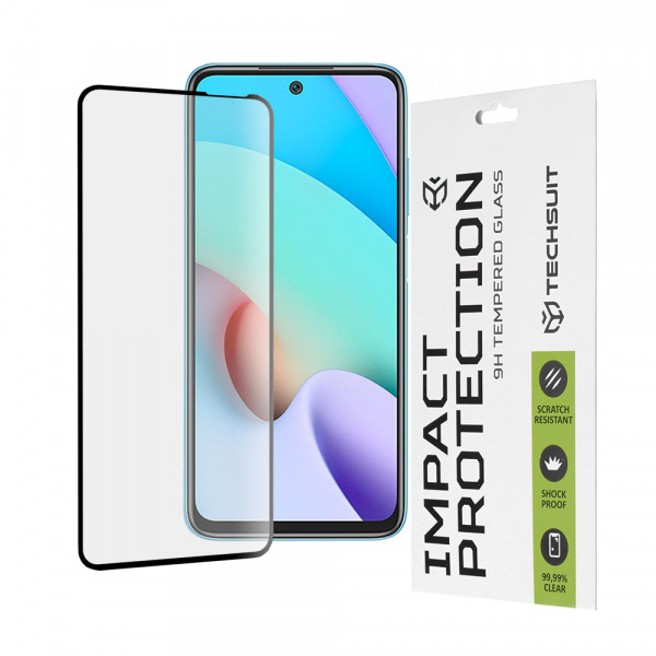 Folie de protectie Ecran Techsuit pentru Xiaomi Redmi 10 2022 / 10 (2021), Sticla Securizata, Full Glue, 111D, Neagra