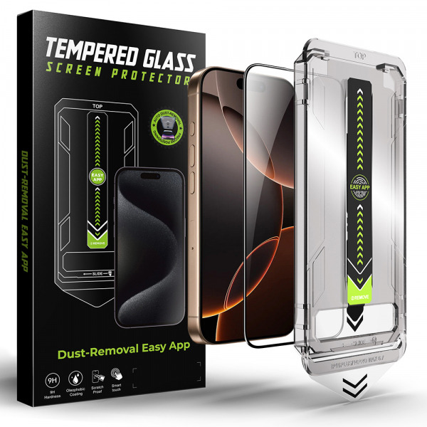 Folie de protectie Ecran Techsuit TitanGlass pentru Apple iPhone 16 / 15, Sticla Securizata, Full Glue, Neagra