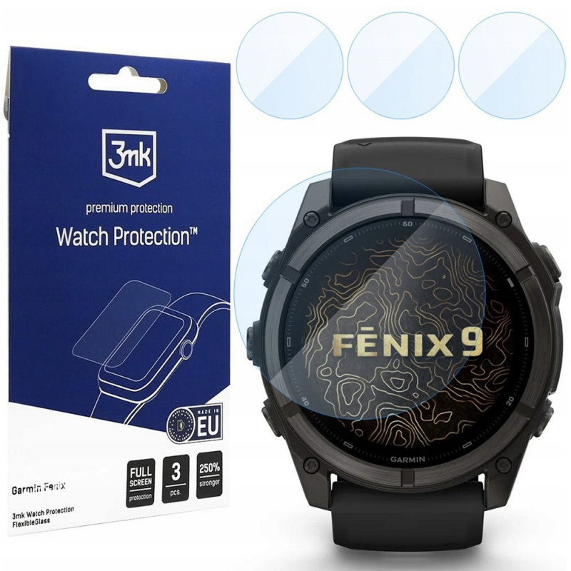 Folie Protectie 3MK FlexibleGlass pentru Garmin Fenix 9 51mm, Set 3 bucati, Sticla Flexibila