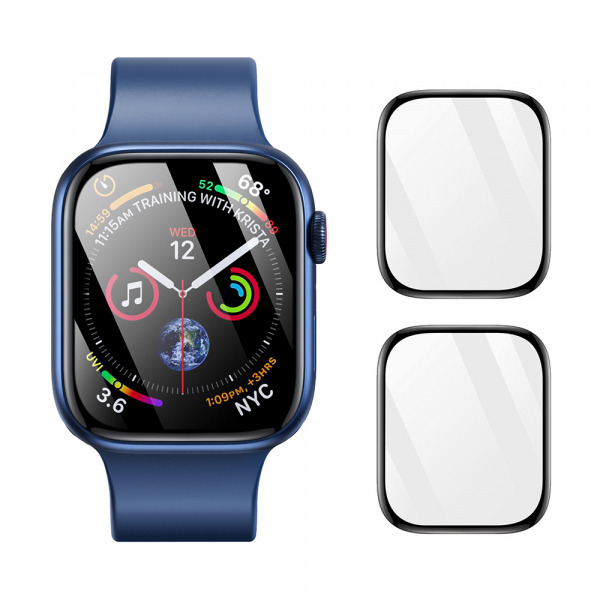 Folie Protectie DUX DUCIS PMMA pentru Apple Watch 9 / 8 / 7 45mm Series, Set 2 bucati, Sticla Securizata, Neagra